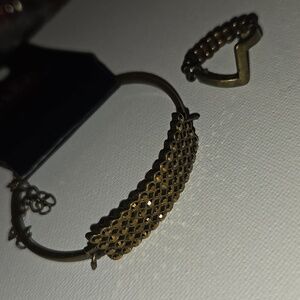 Elegant Gold-Tone Bracelet and Ring Set